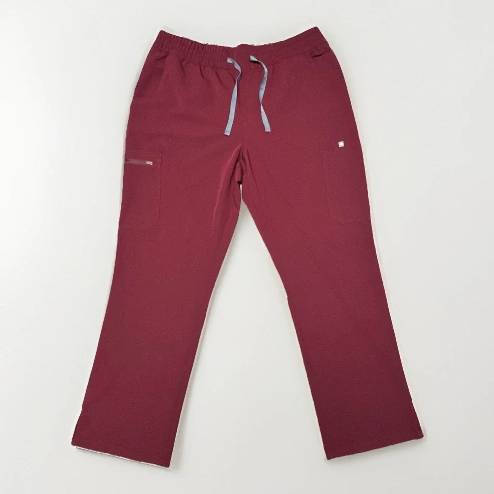 Figs Technical Collection Scrub Pants Men's 2XL Cargo Pocket Drawstring Maroon